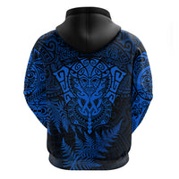 New Zealand Rugby Hoodie Silver Fern All Black Mix Ta Moko Blue Style LT9 - Polynesian Pride