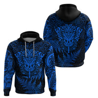 New Zealand Rugby Hoodie Silver Fern All Black Mix Ta Moko Blue Style LT9 - Polynesian Pride