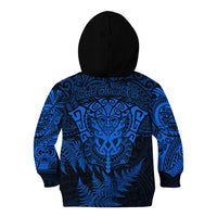 New Zealand Rugby Kid Hoodie Silver Fern All Black Mix Ta Moko Blue Style LT9 - Polynesian Pride