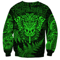 New Zealand Rugby Sweatshirt Silver Fern All Black Mix Ta Moko Green Style LT9 - Polynesian Pride