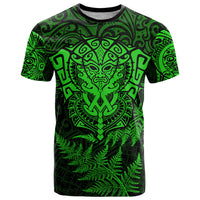 New Zealand Rugby T Shirt Silver Fern All Black Mix Ta Moko Green Style LT9 Green - Polynesian Pride