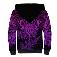 Personalised New Zealand Rugby Sherpa Hoodie Silver Fern All Black Mix Ta Moko Purple Style LT9 - Polynesian Pride