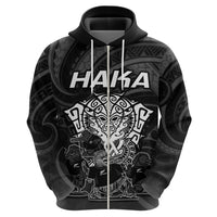 Personalised New Zealand Rugby Hoodie Aotearoa Ka Mate Haka All Black Mix Ta Moko White Style LT9 - Polynesian Pride