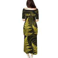 Personalised New Zealand Rugby Puletasi Aotearoa Ka Mate Haka All Black Mix Ta Moko Gold Style LT9 - Polynesian Pride