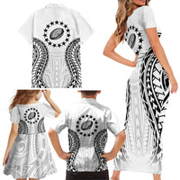 World Rugby Cook Islands Family Matching Short Sleeve Bodycon Dress and Hawaiian Shirt Kukis Make History LT9 - Polynesian Pride