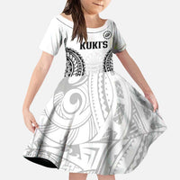 World Rugby Cook Islands Family Matching Tank Maxi Dress and Hawaiian Shirt Kukis Make History LT9 Daughter's Dress White - Polynesian Pride