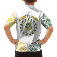 World Rugby Cook Islands Kid Hawaiian Shirt White Polynesian Tribal Pattern - Polynesian Pride