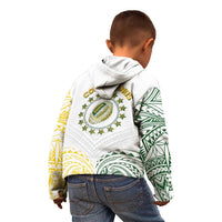 World Rugby Cook Islands Kid Hoodie White Polynesian Tribal Pattern - Polynesian Pride