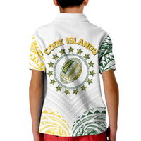 World Rugby Cook Islands Kid Polo Shirt White Polynesian Tribal Pattern - Polynesian Pride