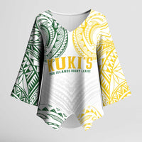 World Rugby Cook Islands Kimono Sleeve Blouse White Polynesian Tribal Pattern - Polynesian Pride