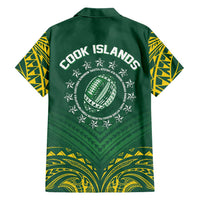 World Rugby Cook Islands Hawaiian Shirt Green Polynesian Tribal Pattern - Polynesian Pride