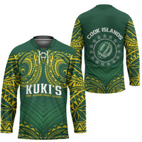 World Rugby Cook Islands Hockey Jersey Green Polynesian Tribal Pattern - Polynesian Pride
