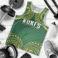 World Rugby Cook Islands Men Tank Top Green Polynesian Tribal Pattern - Polynesian Pride