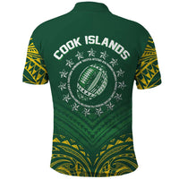 World Rugby Cook Islands Polo Shirt Green Polynesian Tribal Pattern - Polynesian Pride