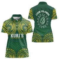 World Rugby Cook Islands Women Polo Shirt Green Polynesian Tribal Pattern - Polynesian Pride
