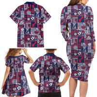 Guam Felis Pasgua Family Matching Long Sleeve Bodycon Dress and Hawaiian Shirt Pacific Patchwork Xmas Vibes LT9 - Polynesian Pride