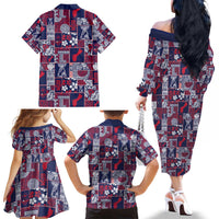 Guam Felis Pasgua Family Matching Off The Shoulder Long Sleeve Dress and Hawaiian Shirt Pacific Patchwork Xmas Vibes LT9 - Polynesian Pride