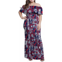 Guam Felis Pasgua Family Matching Off Shoulder Maxi Dress and Hawaiian Shirt Pacific Patchwork Xmas Vibes - Polynesian Pride