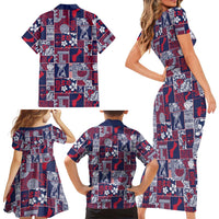 Guam Felis Pasgua Family Matching Short Sleeve Bodycon Dress and Hawaiian Shirt Pacific Patchwork Xmas Vibes LT9 - Polynesian Pride