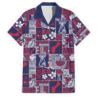 Guam Felis Pasgua Family Matching Short Sleeve Bodycon Dress and Hawaiian Shirt Pacific Patchwork Xmas Vibes LT9 Dad's Shirt - Short Sleeve Blue - Polynesian Pride