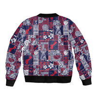 Guam Felis Pasgua Sleeve Zip Bomber Jacket Pacific Patchwork Xmas Vibes - Polynesian Pride