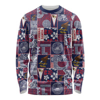 Manuia le Kerisimasi American Samoa Long Sleeve Shirt Pacific Patchwork Xmas Vibes LT9 Unisex Blue - Polynesian Pride