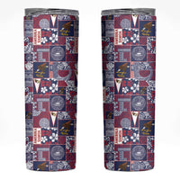 Manuia le Kerisimasi American Samoa Skinny Tumbler Pacific Patchwork Xmas Vibes LT9 Blue - Polynesian Pride