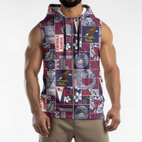 Manuia le Kerisimasi American Samoa Sleeveless Zip Hoodie Pacific Patchwork Xmas Vibes - Polynesian Pride