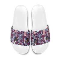 Manuia le Kerisimasi American Samoa Slide Sandals Pacific Patchwork Xmas Vibes - Polynesian Pride