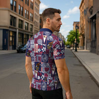 Manuia le Kerisimasi American Samoa Zipper Polo Shirt Pacific Patchwork Xmas Vibes - Polynesian Pride