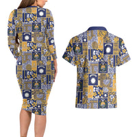 Ekamawir omo Nauru Couples Matching Long Sleeve Bodycon Dress and Hawaiian Shirt Pacific Patchwork Xmas Vibes - Polynesian Pride