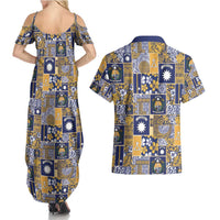 Ekamawir omo Nauru Couples Matching Summer Maxi Dress and Hawaiian Shirt Pacific Patchwork Xmas Vibes - Polynesian Pride