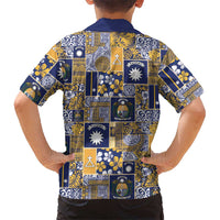 Ekamawir omo Nauru Family Matching Long Sleeve Bodycon Dress and Hawaiian Shirt Pacific Patchwork Xmas Vibes - Polynesian Pride
