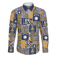 Ekamawir omo Nauru Family Matching Long Sleeve Bodycon Dress and Hawaiian Shirt Pacific Patchwork Xmas Vibes - Polynesian Pride