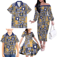 Ekamawir omo Nauru Family Matching Off The Shoulder Long Sleeve Dress and Hawaiian Shirt Pacific Patchwork Xmas Vibes - Polynesian Pride