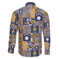 Ekamawir omo Nauru Family Matching Off The Shoulder Long Sleeve Dress and Hawaiian Shirt Pacific Patchwork Xmas Vibes LT9 - Polynesian Pride