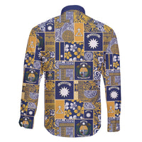 Ekamawir omo Nauru Family Matching Off Shoulder Short Dress and Hawaiian Shirt Pacific Patchwork Xmas Vibes - Polynesian Pride