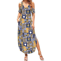 Ekamawir omo Nauru Family Matching Summer Maxi Dress and Hawaiian Shirt Pacific Patchwork Xmas Vibes - Polynesian Pride