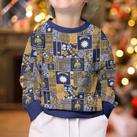 Ekamawir omo Nauru Kid Ugly Christmas Sweater Pacific Patchwork Xmas Vibes - Polynesian Pride