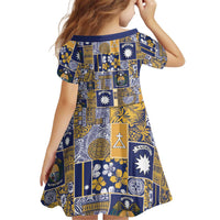 Ekamawir omo Nauru Kid Short Sleeve Dress Pacific Patchwork Xmas Vibes - Polynesian Pride