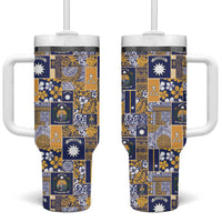 Ekamawir omo Nauru Tumbler With Handle Pacific Patchwork Xmas Vibes - Polynesian Pride