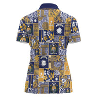 Ekamawir omo Nauru Women Polo Shirt Pacific Patchwork Xmas Vibes - Polynesian Pride