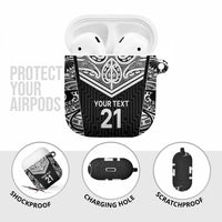 New Zealand Black Fern Custom AirPods Case Maori Tukutuku Black-white Motif LT9 - Polynesian Pride