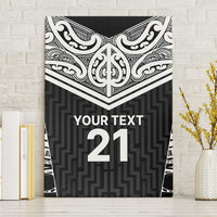 New Zealand Black Fern Custom Canvas Wall Art Maori Tukutuku Black-white Motif