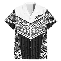 New Zealand Black Fern Custom Family Matching Mermaid Dress and Hawaiian Shirt Maori Tukutuku Black-white Motif
