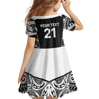 New Zealand Black Fern Custom Family Matching Puletasi and Hawaiian Shirt Maori Tukutuku Black-white Motif LT9 - Polynesian Pride