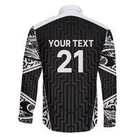 New Zealand Black Fern Custom Family Matching Puletasi and Hawaiian Shirt Maori Tukutuku Black-white Motif LT9 - Polynesian Pride