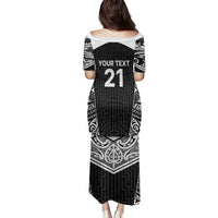 New Zealand Black Fern Custom Family Matching Puletasi and Hawaiian Shirt Maori Tukutuku Black-white Motif LT9 - Polynesian Pride