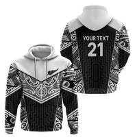New Zealand Black Fern Custom Hoodie Maori Tukutuku Black-white Motif