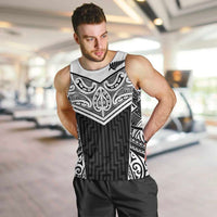 New Zealand Black Fern Custom Men Tank Top Maori Tukutuku Black-white Motif LT9 White - Polynesian Pride